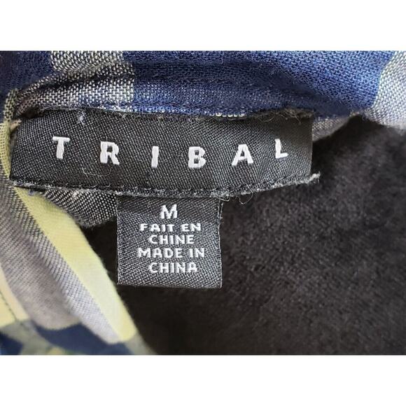 Tribal Women's Blue Rayon Casual Collared Long Sleeve Button Down Shirt Medium - Picture 7 of 11